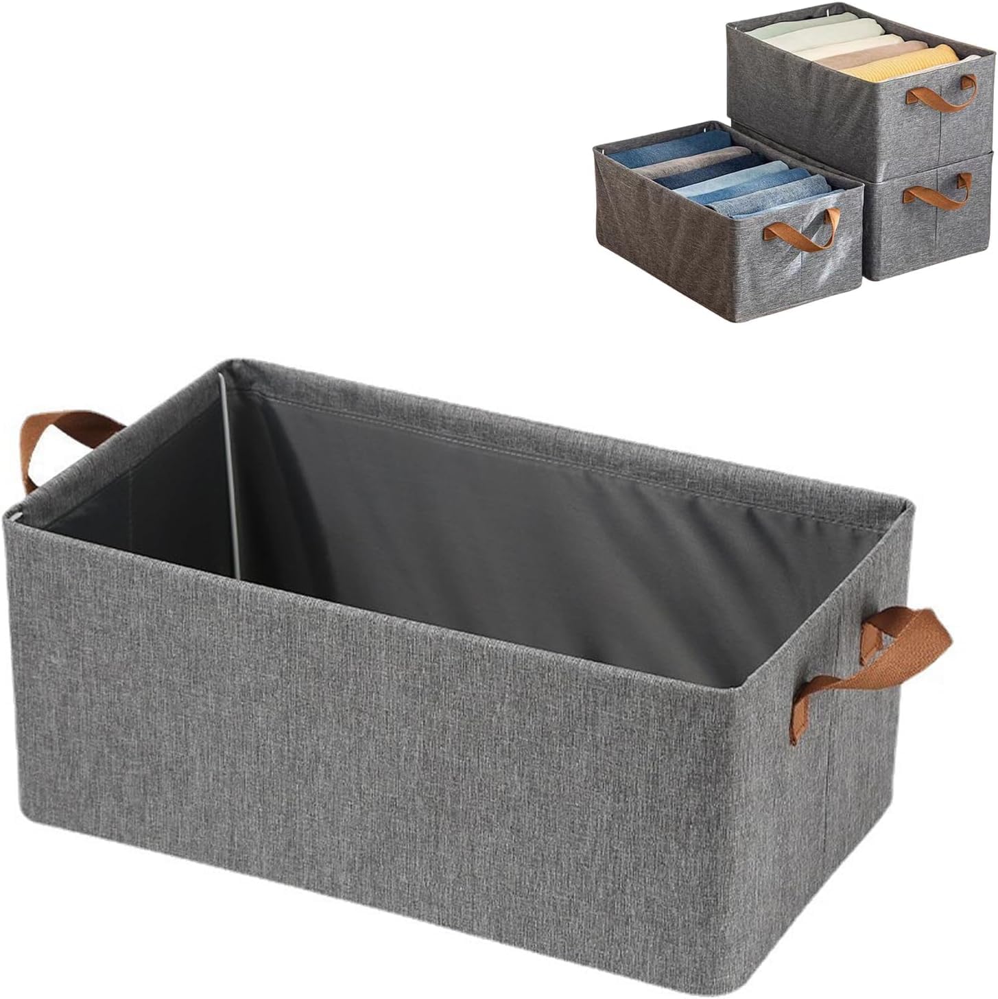SkyShopy Collapsible Clothes Organizer for Jeans Washable Fabric Closet Storage Box Drawers Foldable Clothing Storage Bins with Handle (1pcs) SkyShopy Collapsible Clothes Organizer for Jeans Washable Fabric Closet Storage Box Drawers Foldable Clothing Storage Bins with Handle (1pcs)